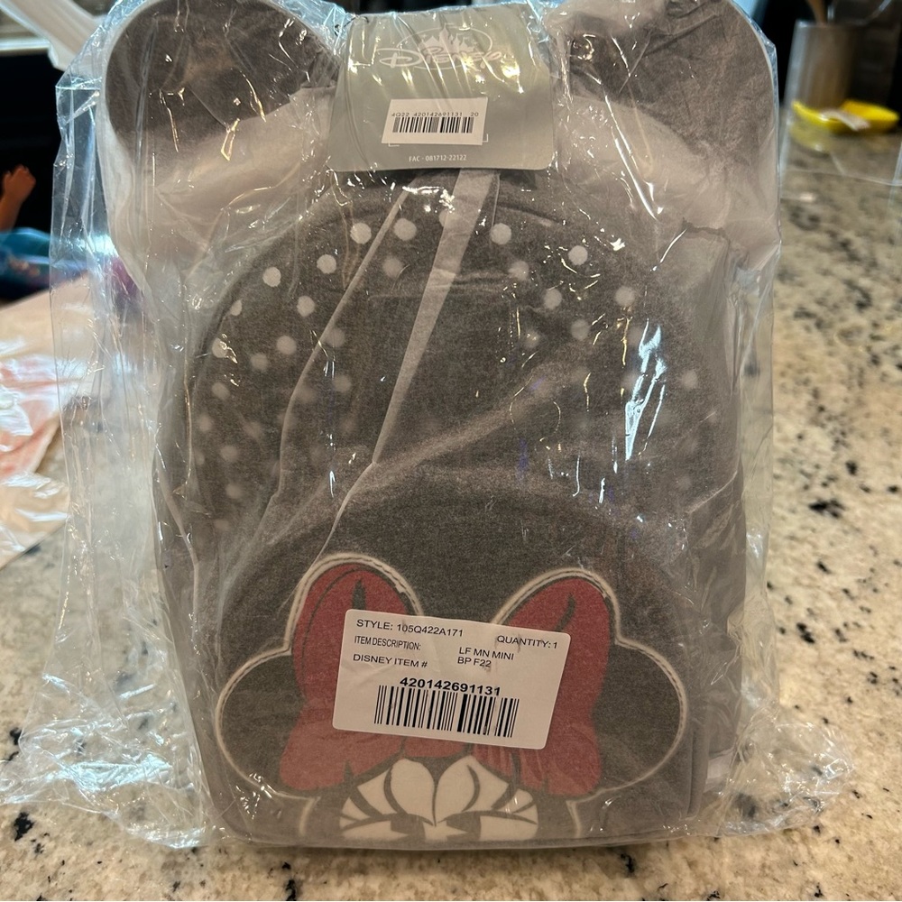 NWTs LoungeFly Minnie Mouse polka dot mini backpack.